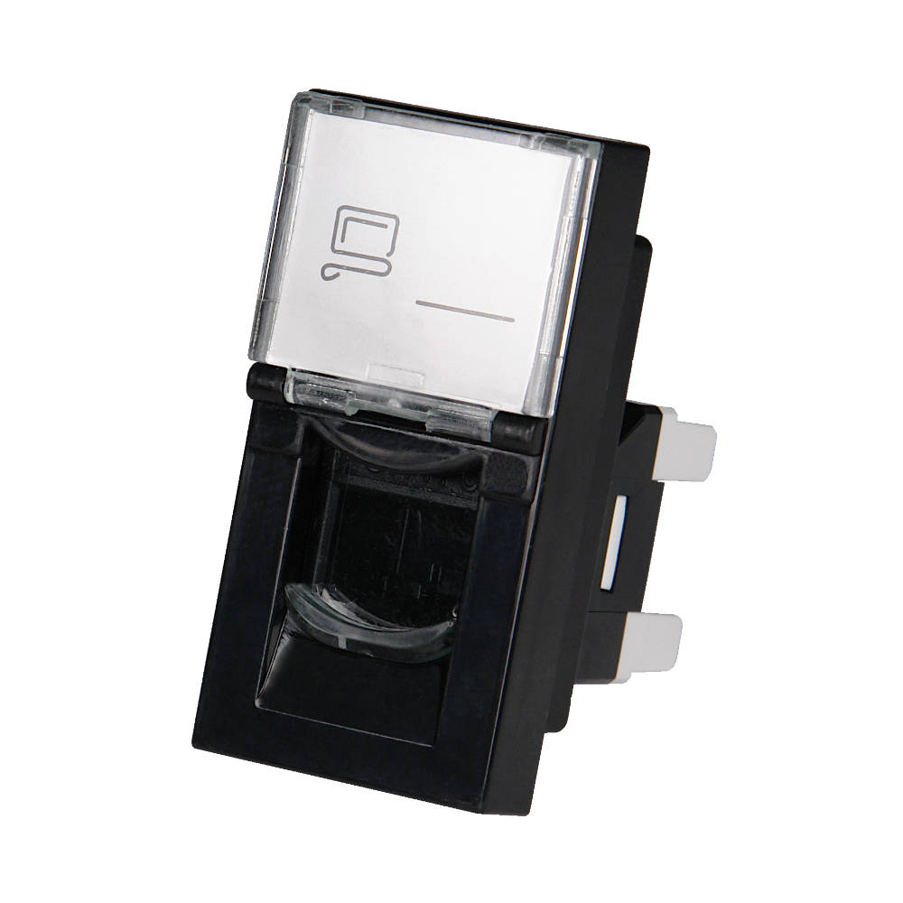 Розетка модульная компьютерная RJ-45 45х22,5мм черная